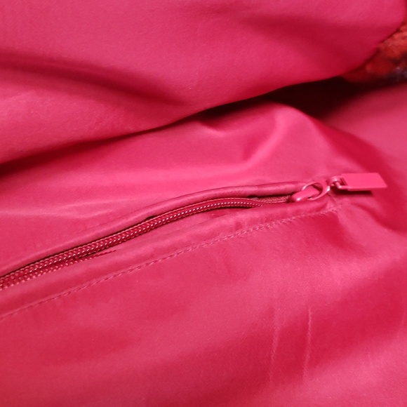 Dennis Basso Red Faux Fur Reversible Coat With Hood - Picture 8 of 9